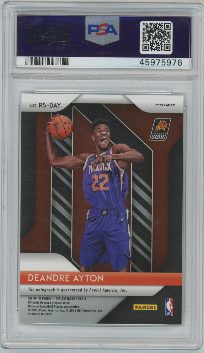 DeAndre Ayton 2018-19 Panini Silver Prizm Rookie RC Auto #RS-DAY Phoenix Suns  PSA 9