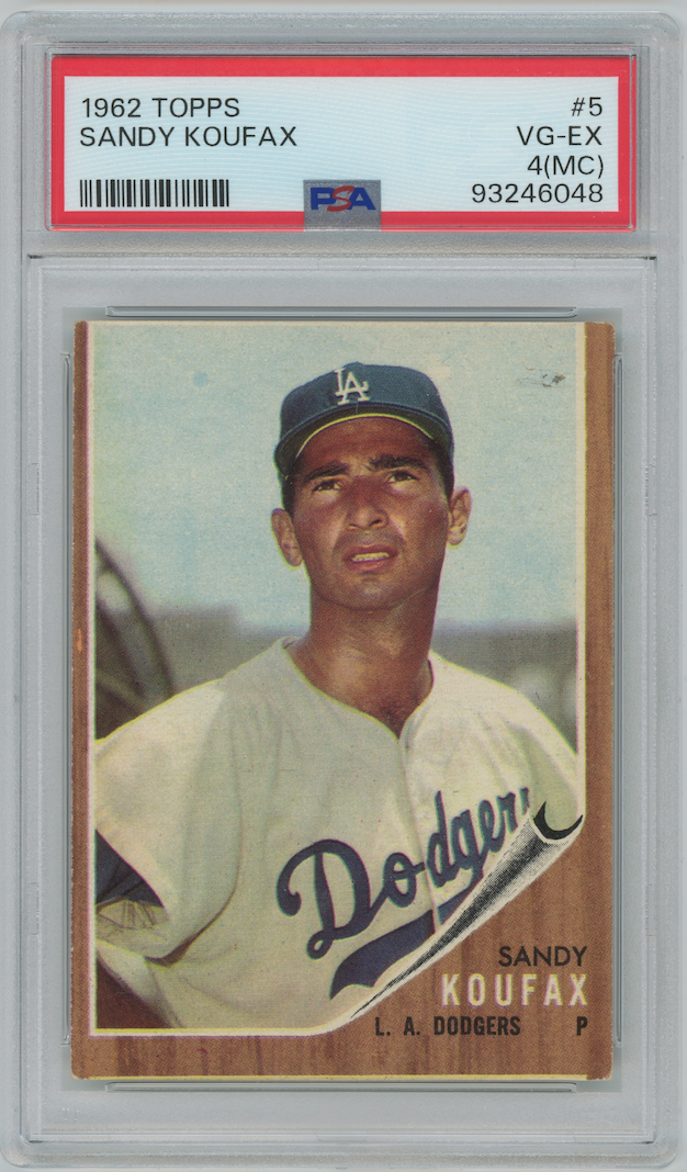Sandy Koufax 1962 Topps #5 Los Angeles Dodgers  PSA 4 (MC)