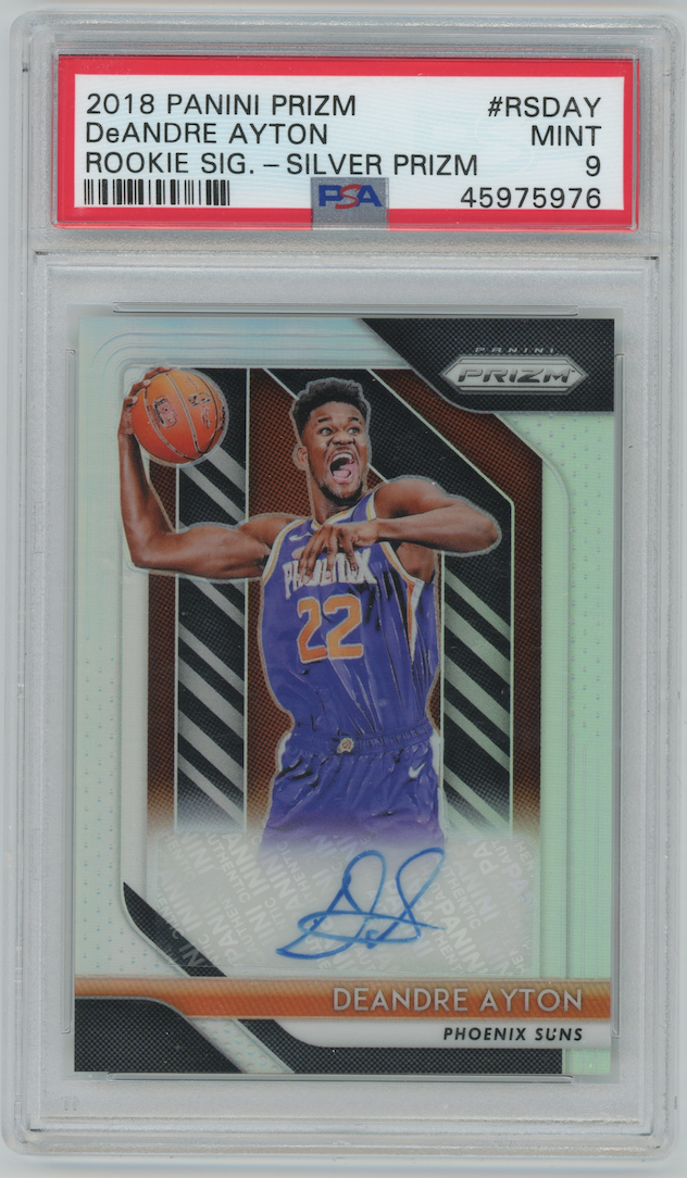 DeAndre Ayton 2018-19 Panini Silver Prizm Rookie RC Auto #RS-DAY Phoenix Suns  PSA 9