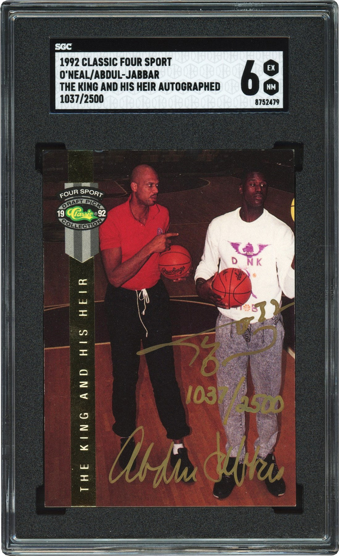 Shaquille O'Neal Kareem Abdul-Jabbar 1992 Classic Four Sport Auto Signed /2500  SGC 6