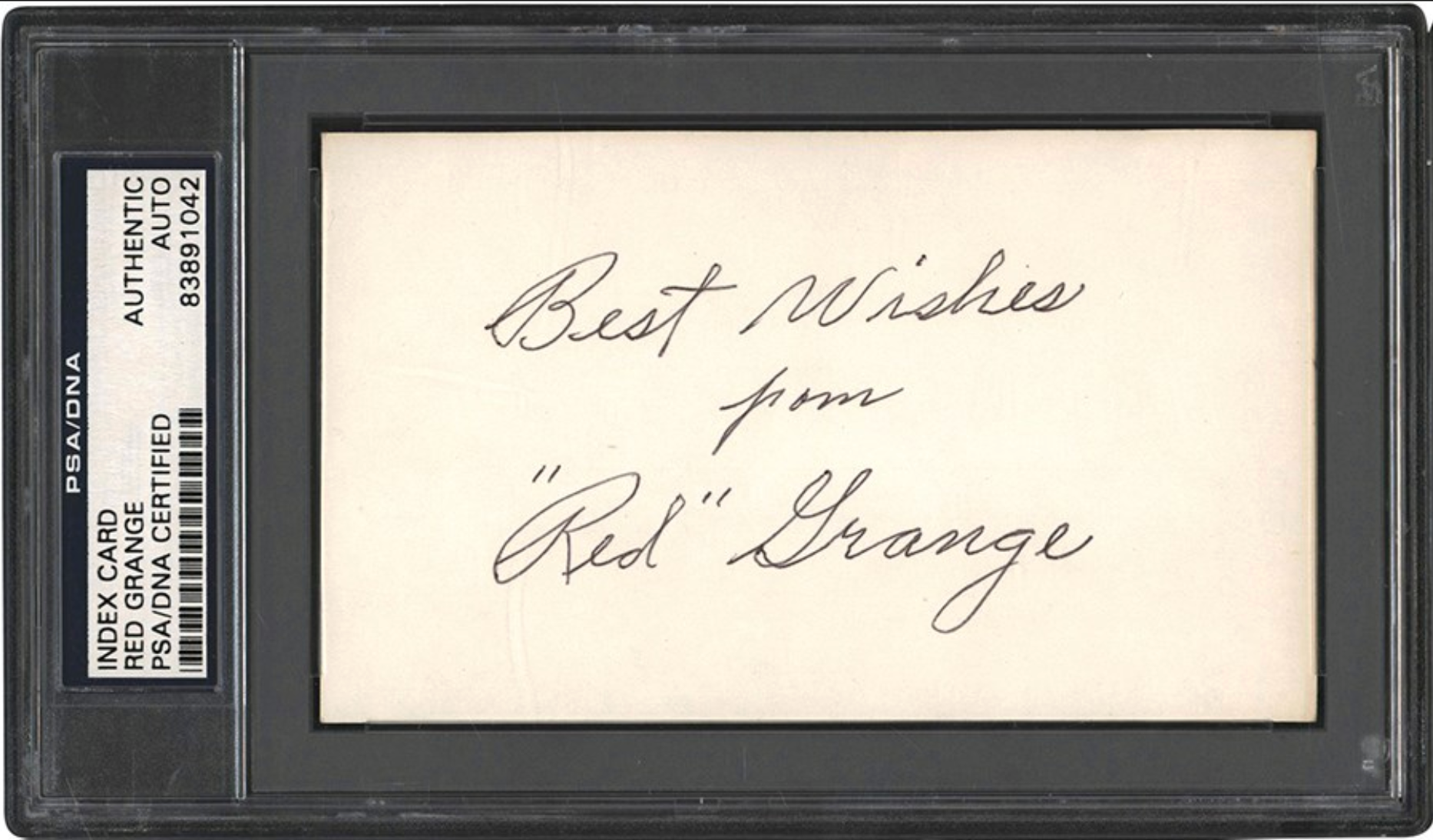 Red Grange Chicago Bears Autographed Signed Index Card PSA