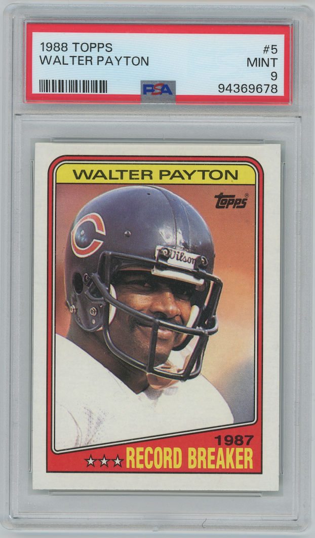 Walter Payton 1988 Topps #5 Record Breaker Chicago Bears  PSA 9