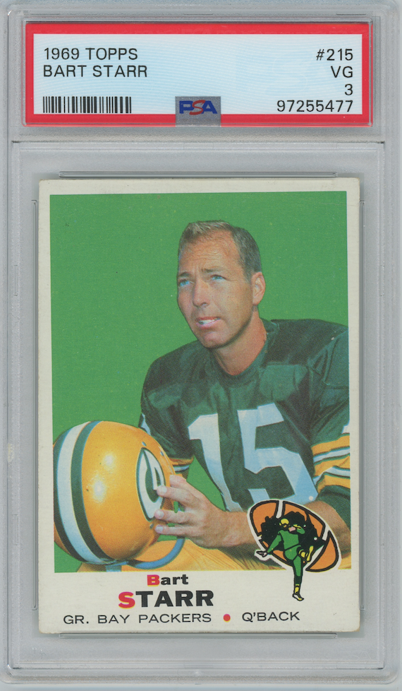 Bart Starr 1969 Topps #215 Green Bay Packers  PSA 3