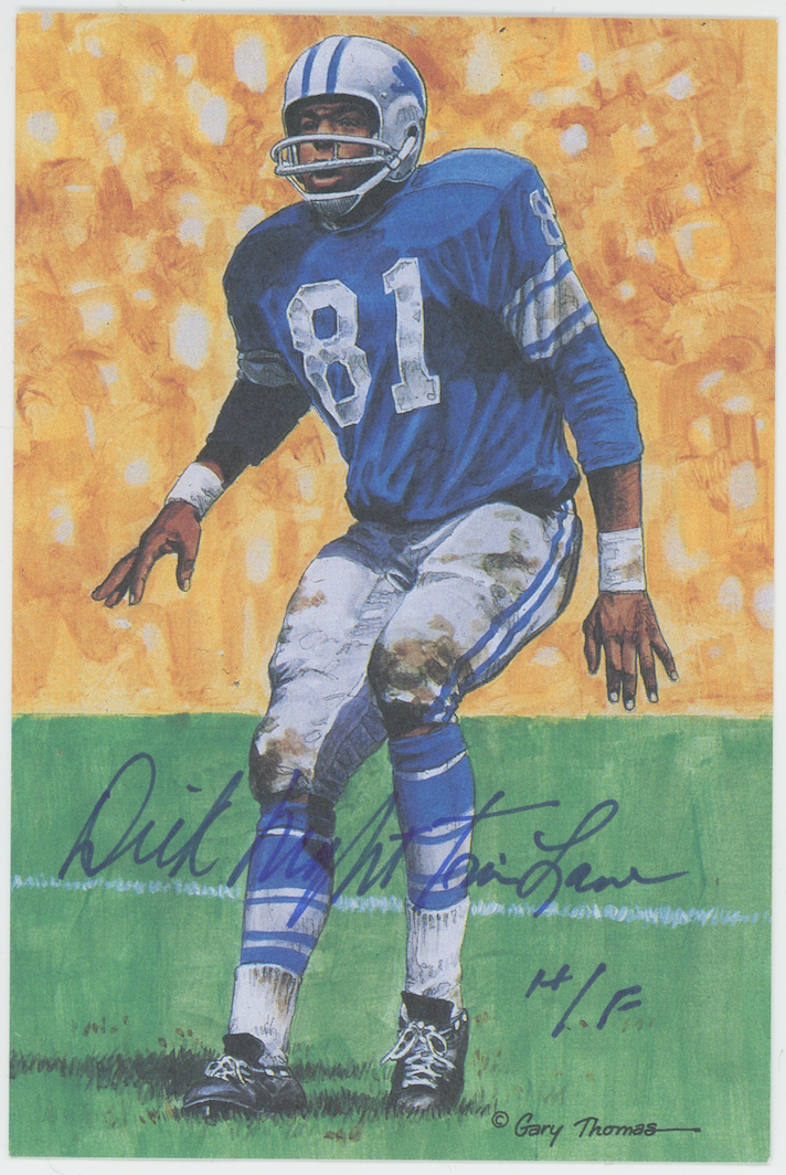Dick Night Train Lane Lions Autographed Signed 1989 Goal Line Art Card AMCo COA