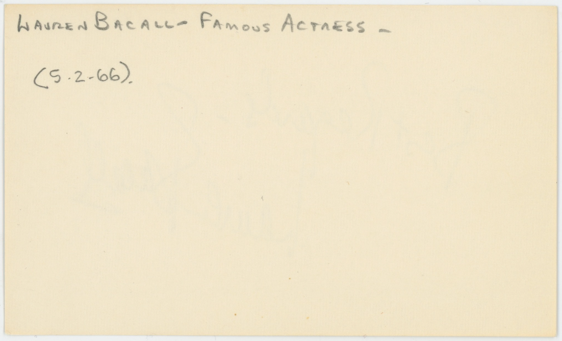 Lauren Bacall Golden Age Actress Autographed Signed Index Card AMCo COA
