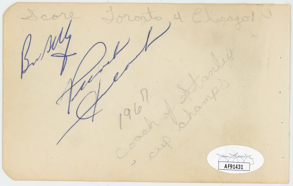 Punch Imlach Toronto Maple Leafs Autographed Signed Album Page JSA COA