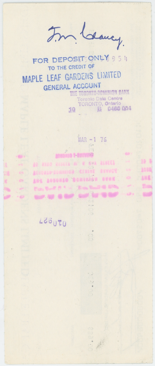 King Clancy Toronto Maple Leafs Autographed Signed Check AMCo LOA