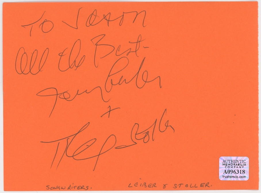 Terry Jones Jerry Leiber Mike Stoller Autographed Signed Album Page AMCo COA