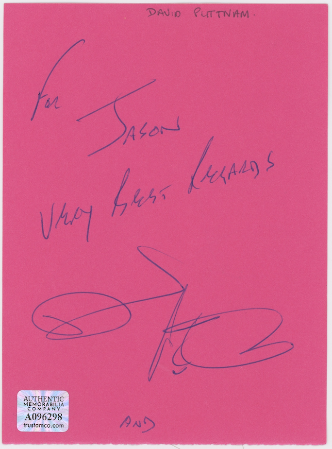 Belinda Carlisle & David Puttnam Autographed Signed Album Page AMCo COA