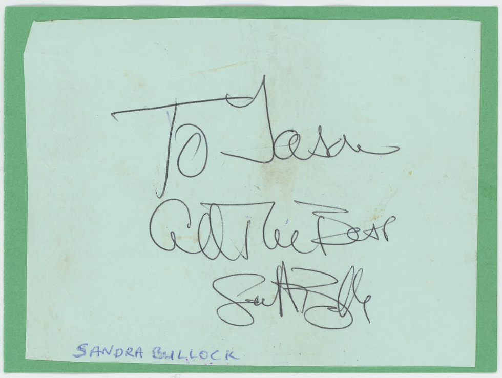 Sandra Bullock & David Gates Speed Autogrphed Signed Album Page AMCo COA