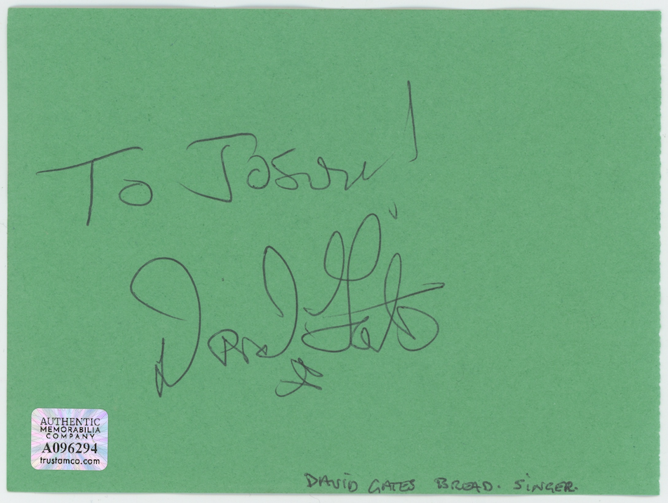 Sandra Bullock & David Gates Speed Autogrphed Signed Album Page AMCo COA