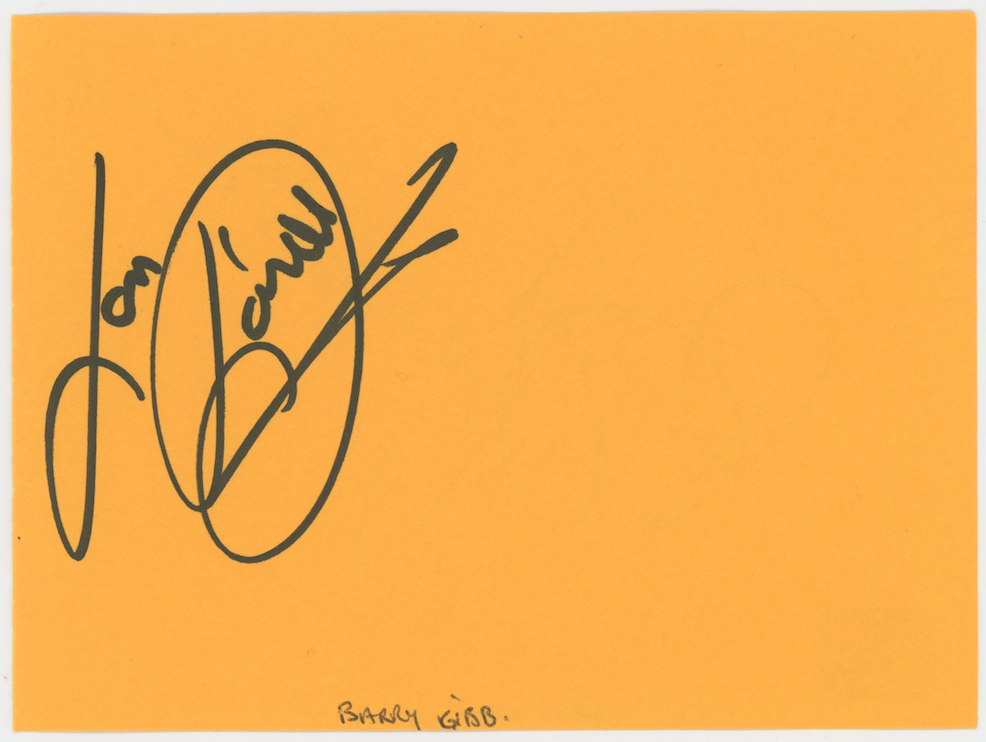 Barry Gibb & Barry Manilow Bee Gees Autographed Signed  Album Page AMCo COA