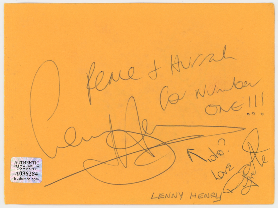 Peter Noone & Lenny Henry Autographed Signed Album Page AMCo COA