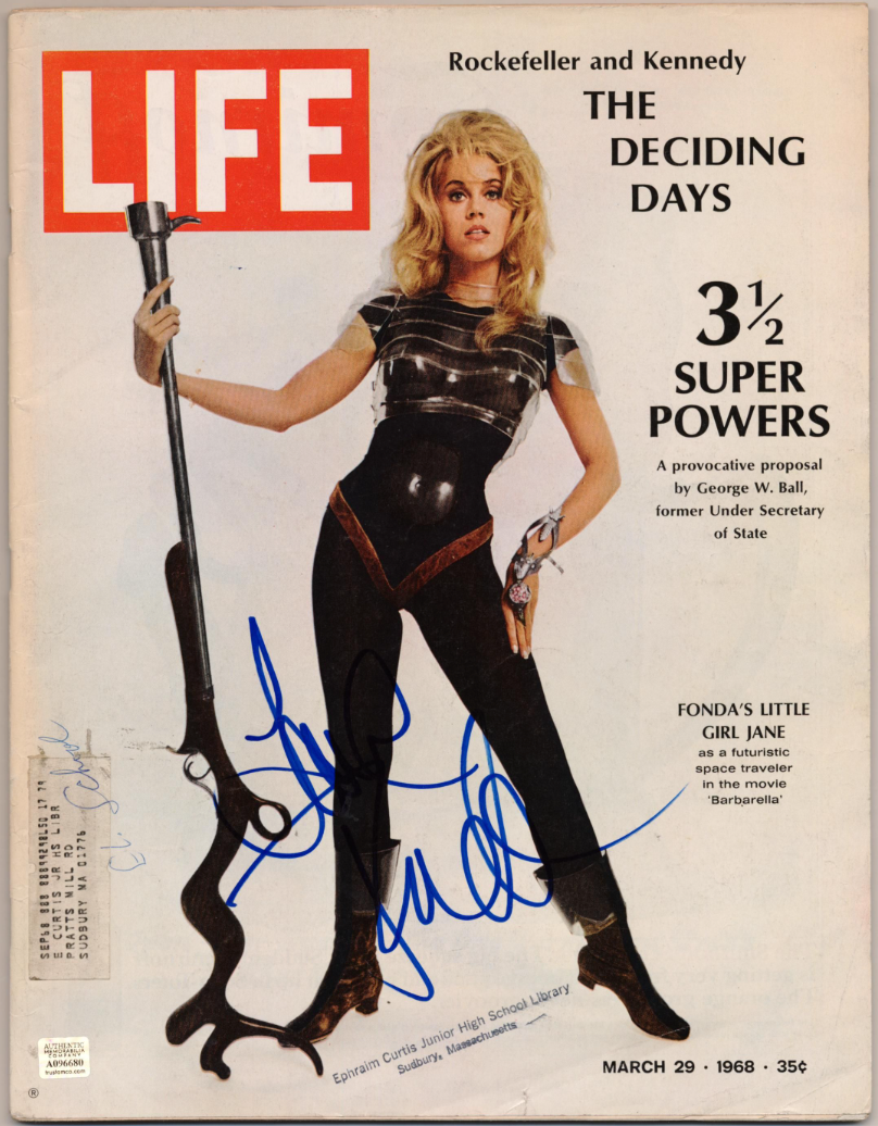 Jane Fonda Barbarella Autographed Signed LIFE Magazine AMCo COA