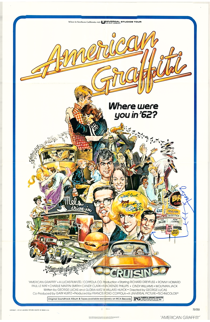 American Graffiti Richard Dreyfuss Candy Clark Autographed Signed Original Poster AMCo LOA