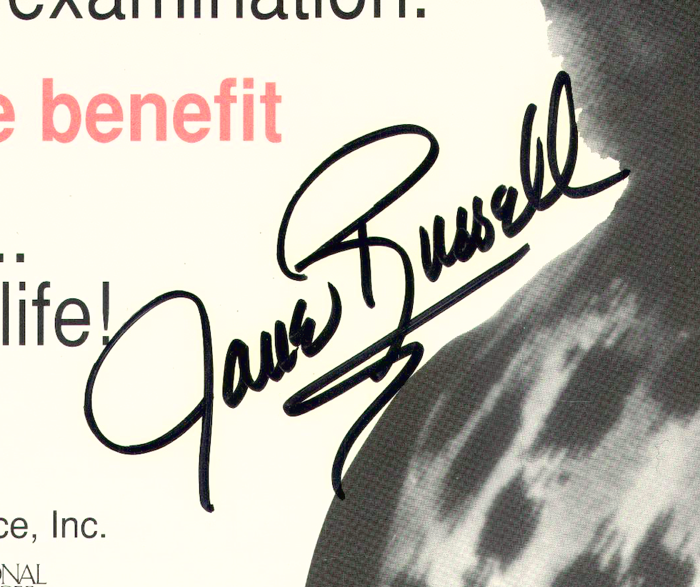 Jane Russell Autographed Signed Breast Cancer Awareness Poster AMCo COA