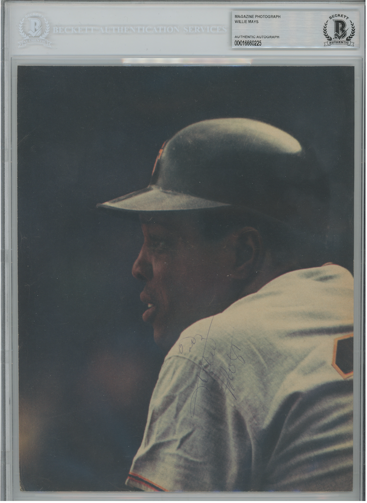 Willie Mays Giants Playing Era Autographed Signed Magazine Photo Beckett BAS 