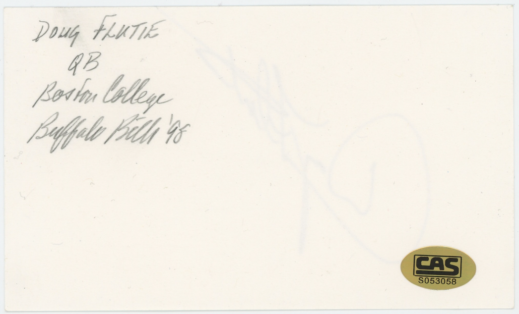 Doug Flutie Bills Chargers Autographed Signed Index Card AMCo COA