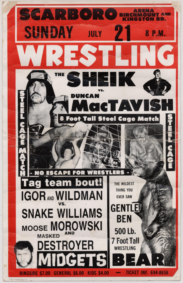 Wrestling Vintage Original Scarborough Canada The Sheik Poster AMCo 