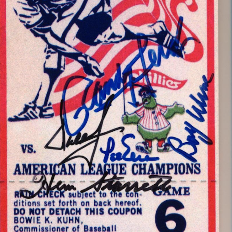 1980 World Series Philadelphia Phillies Autographed Signed Mega Ticket AMCo COA