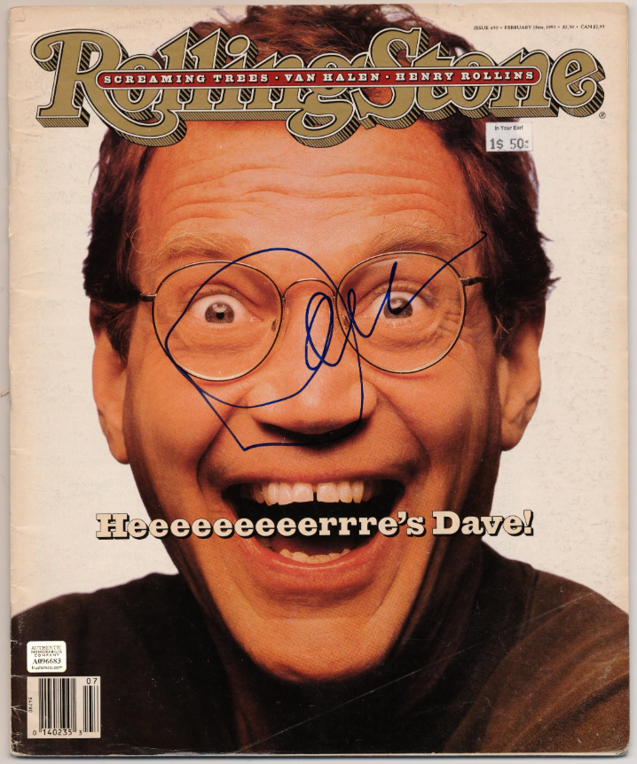 David Letterman The Late Show Autographed Signed Rolling Stone Magazine AMCo COA