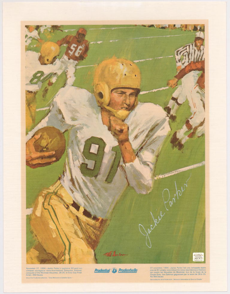 Jackie Parker Edmonton Eskimos Autographed Signed Lithograph Photo AMCo COA
