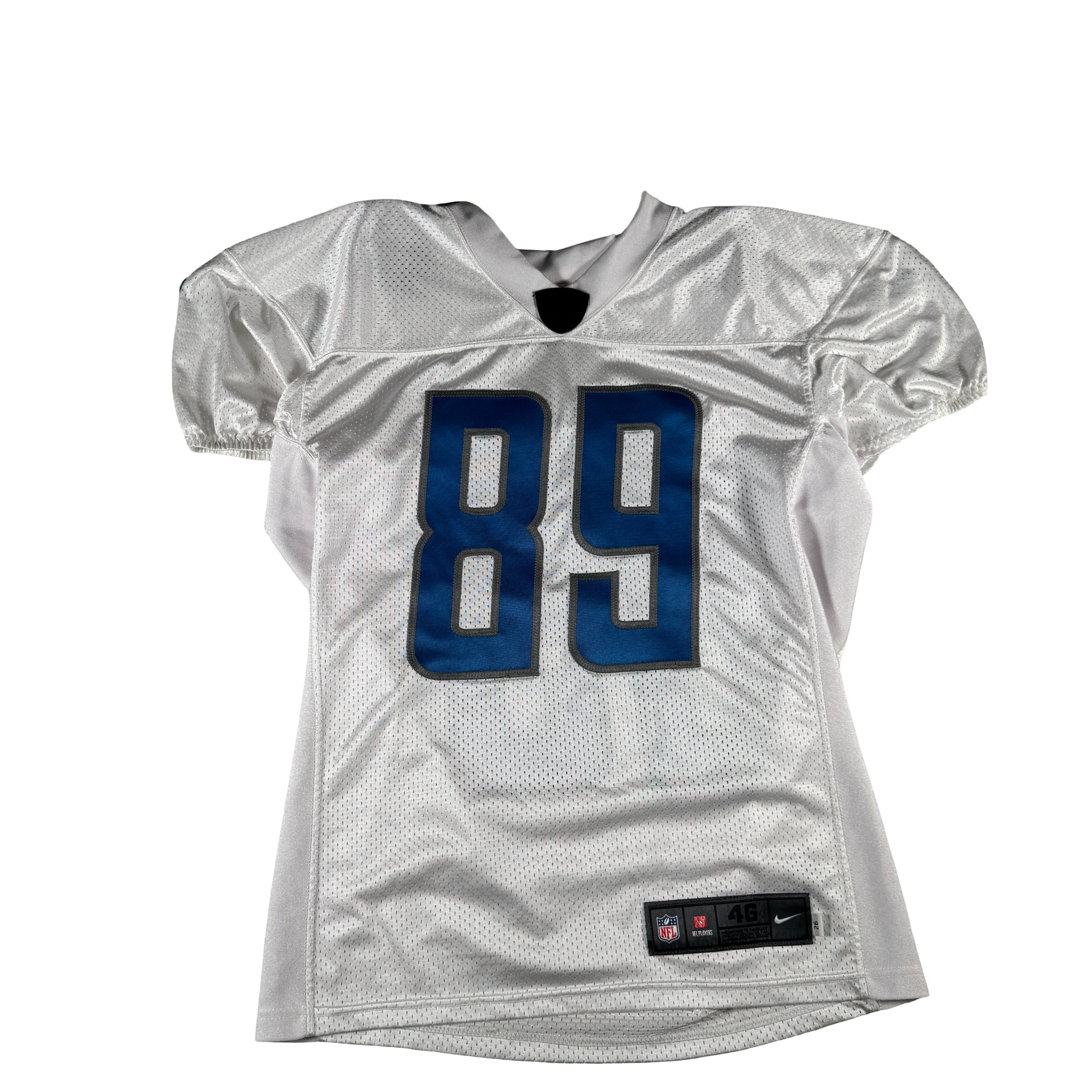 Detroit Lions #89 2024 Era White Game Worn Used Nike Practice Jersey GA 