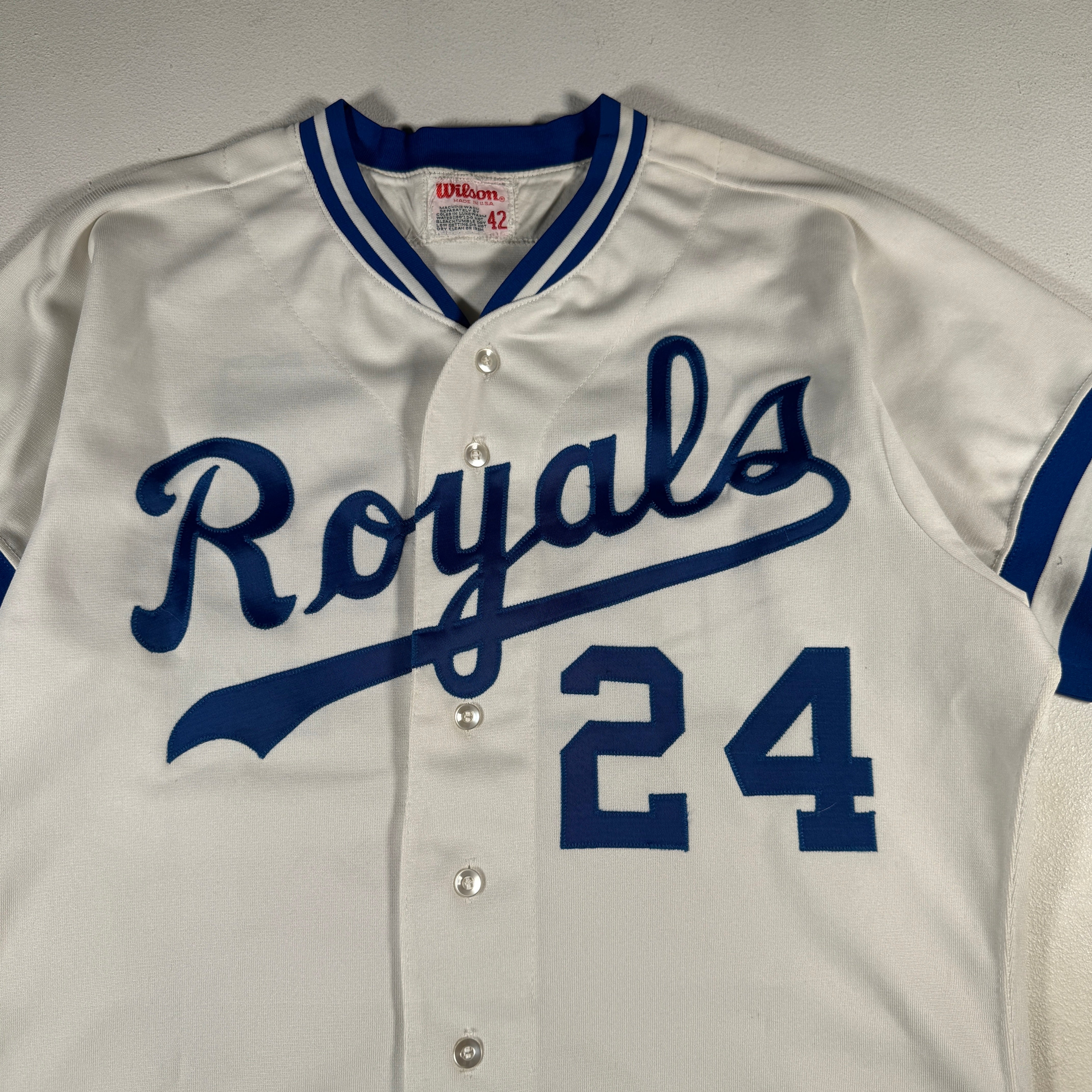 Willie Mays Aikens 1983 Wilson Size 42 Game Model Kansas City Royals Jersey GA 