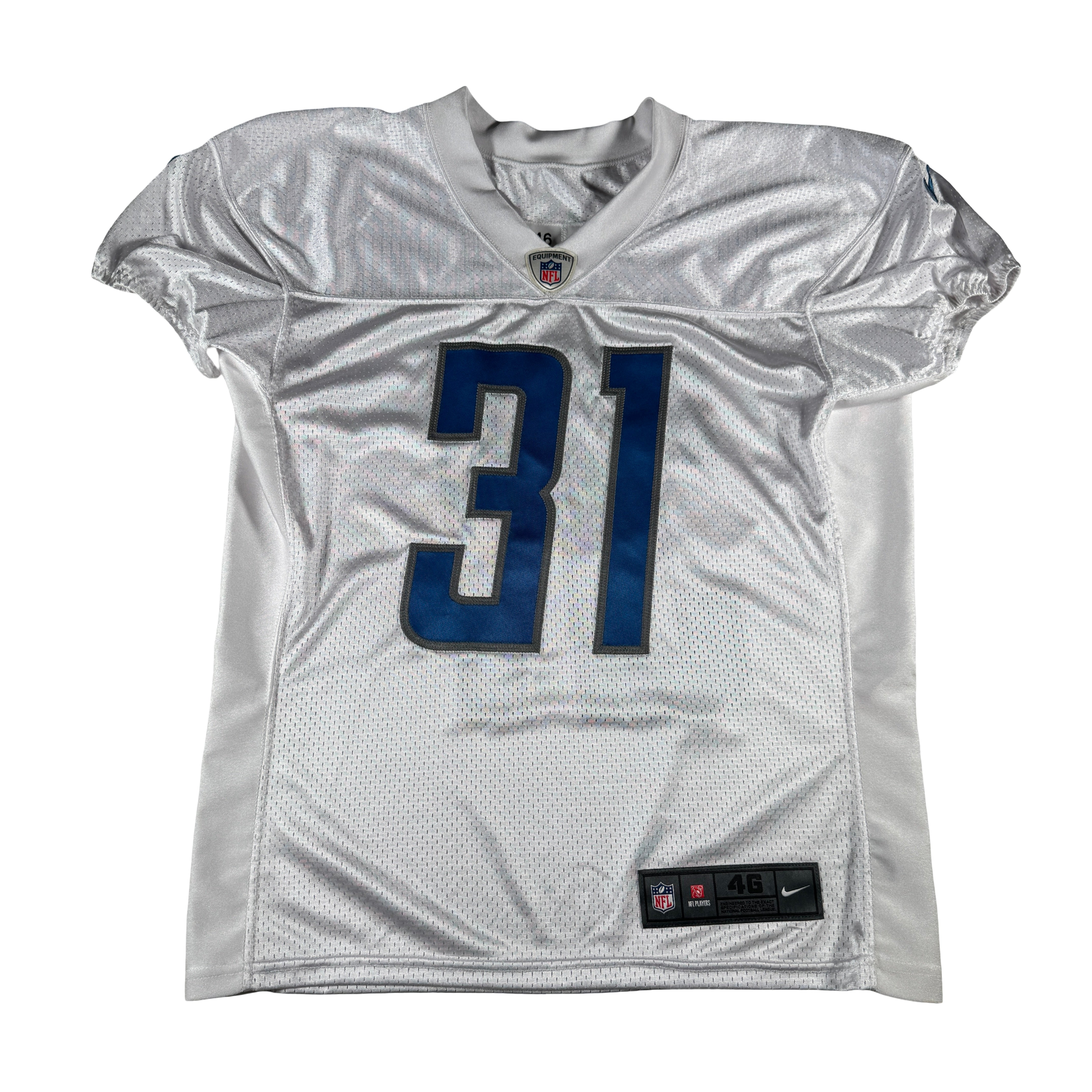 Detroit Lions #31 2024 Era White Game Worn Used Nike Practice Jersey GA 