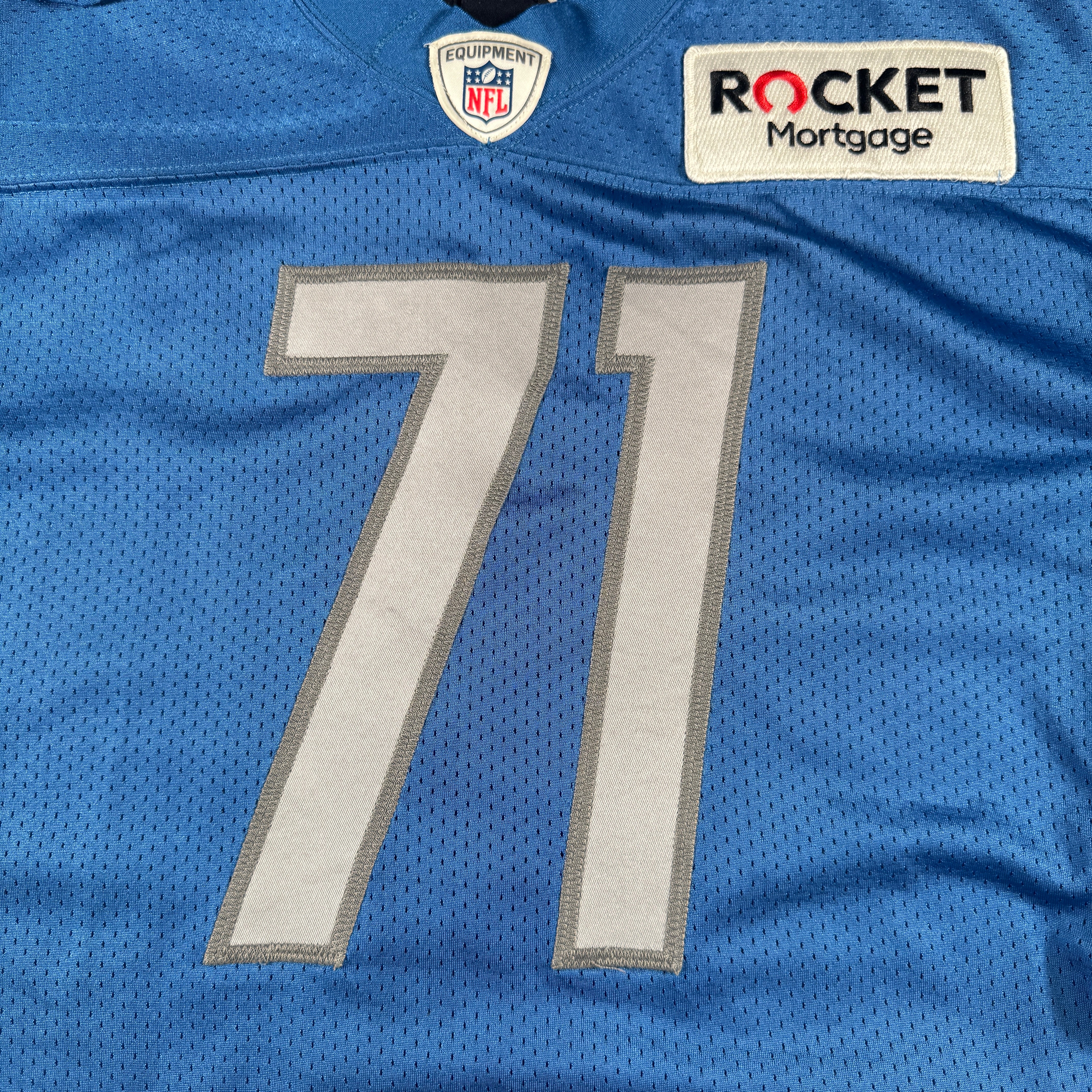 Detroit Lions #71 2024 Era White Game Worn Used Nike Practice Jersey GA 