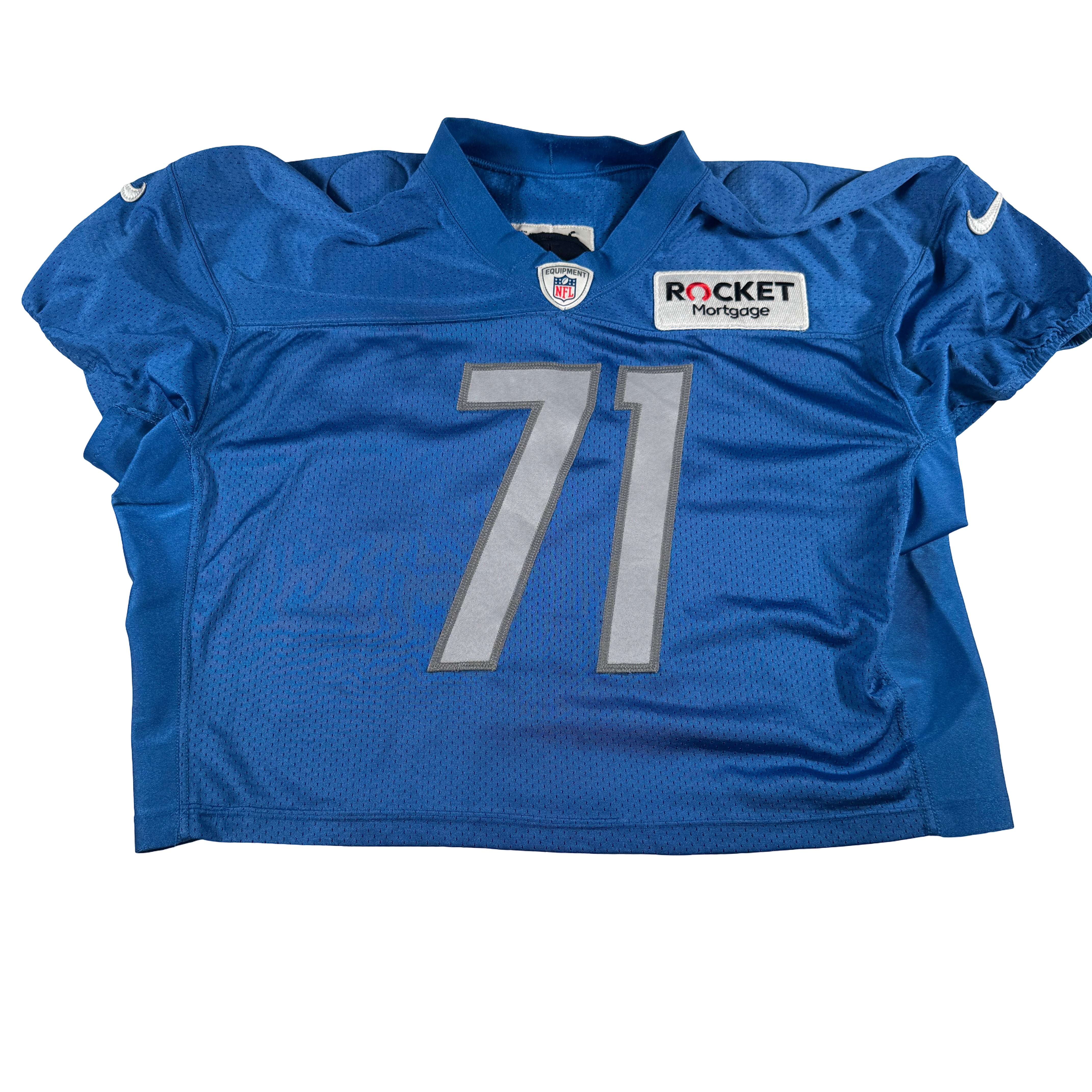 Detroit Lions #71 2024 Era White Game Worn Used Nike Practice Jersey GA 