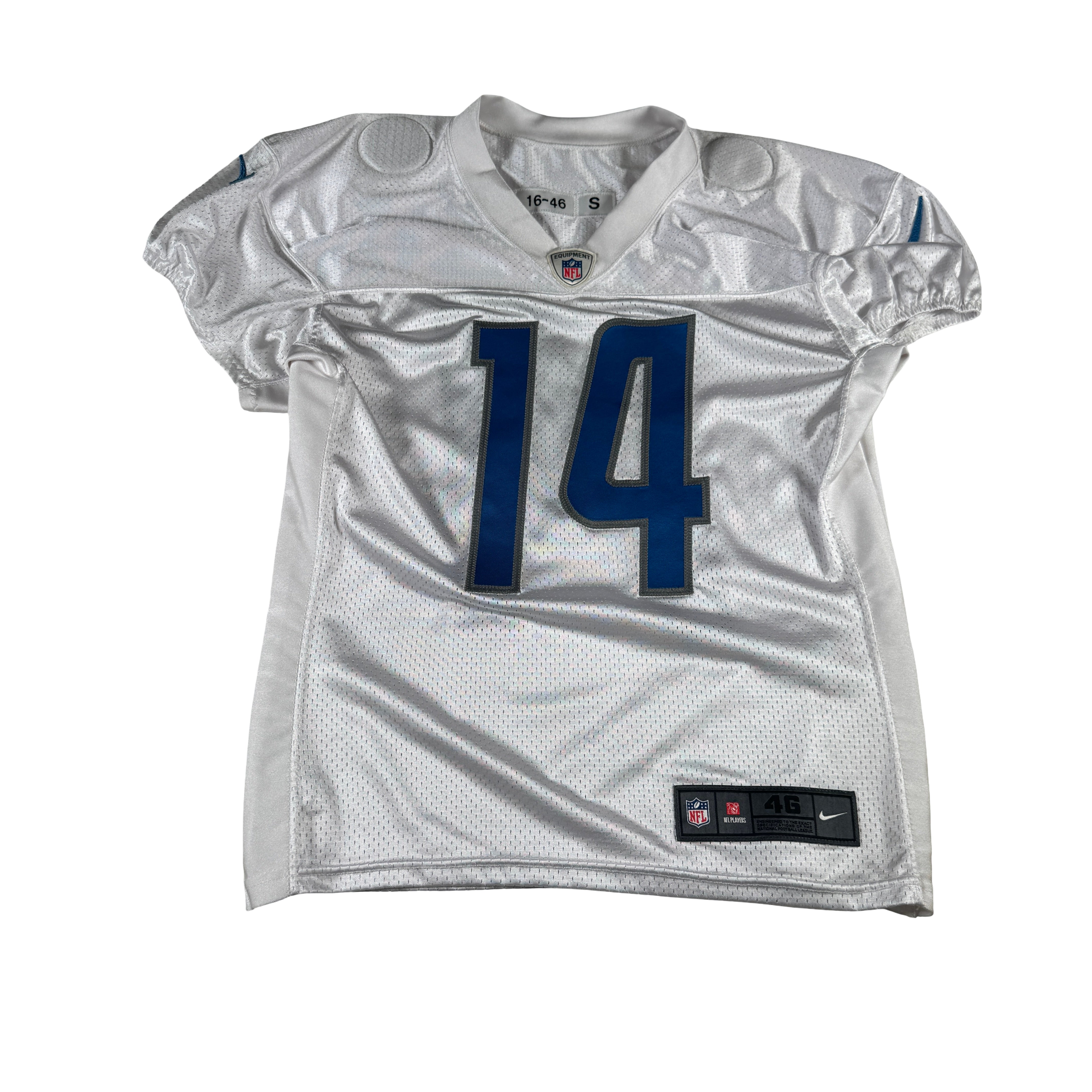 Detroit Lions #14 2024 Era White Game Worn Used Nike Practice Jersey GA 