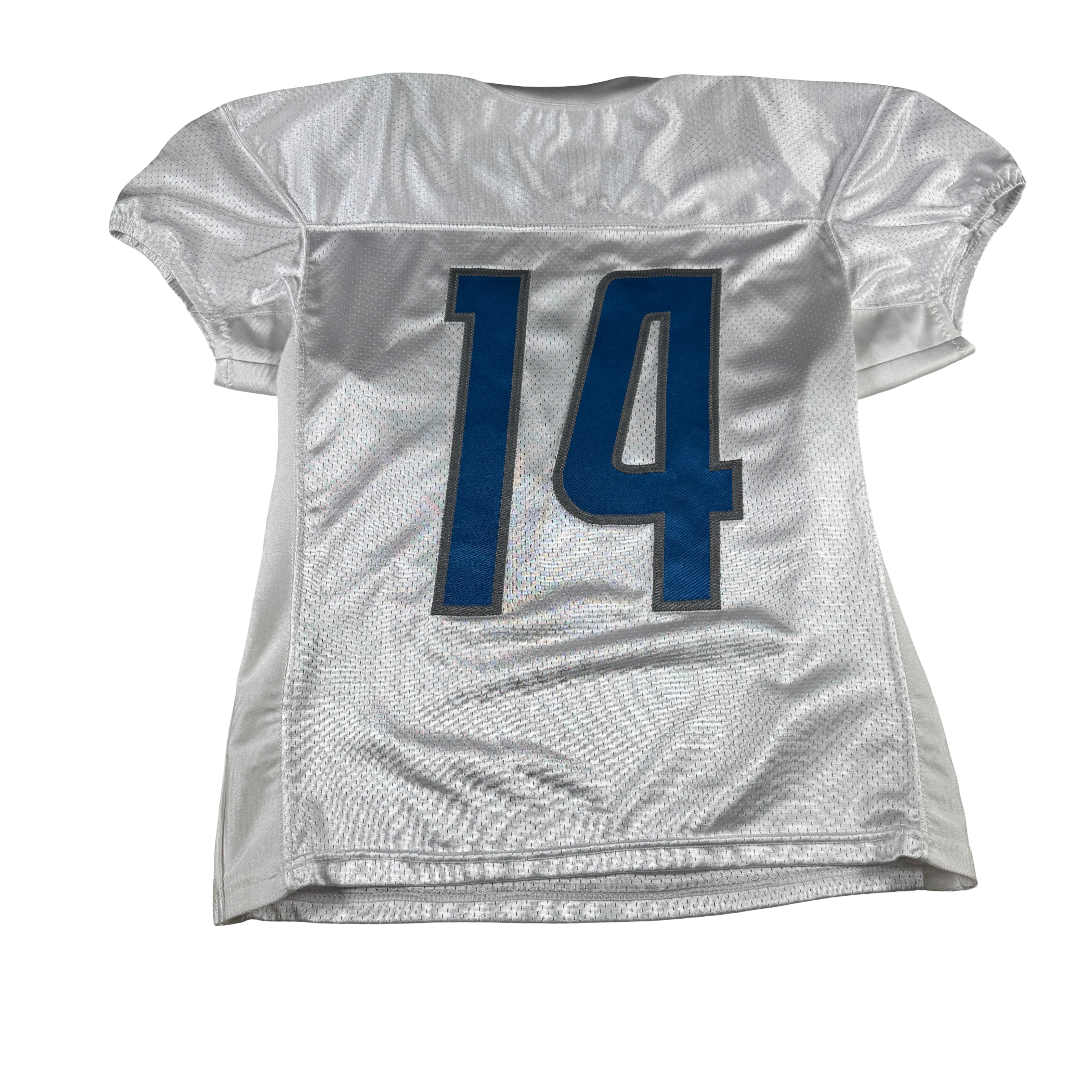 Detroit Lions #14 2024 Era White Game Worn Used Nike Practice Jersey GA 