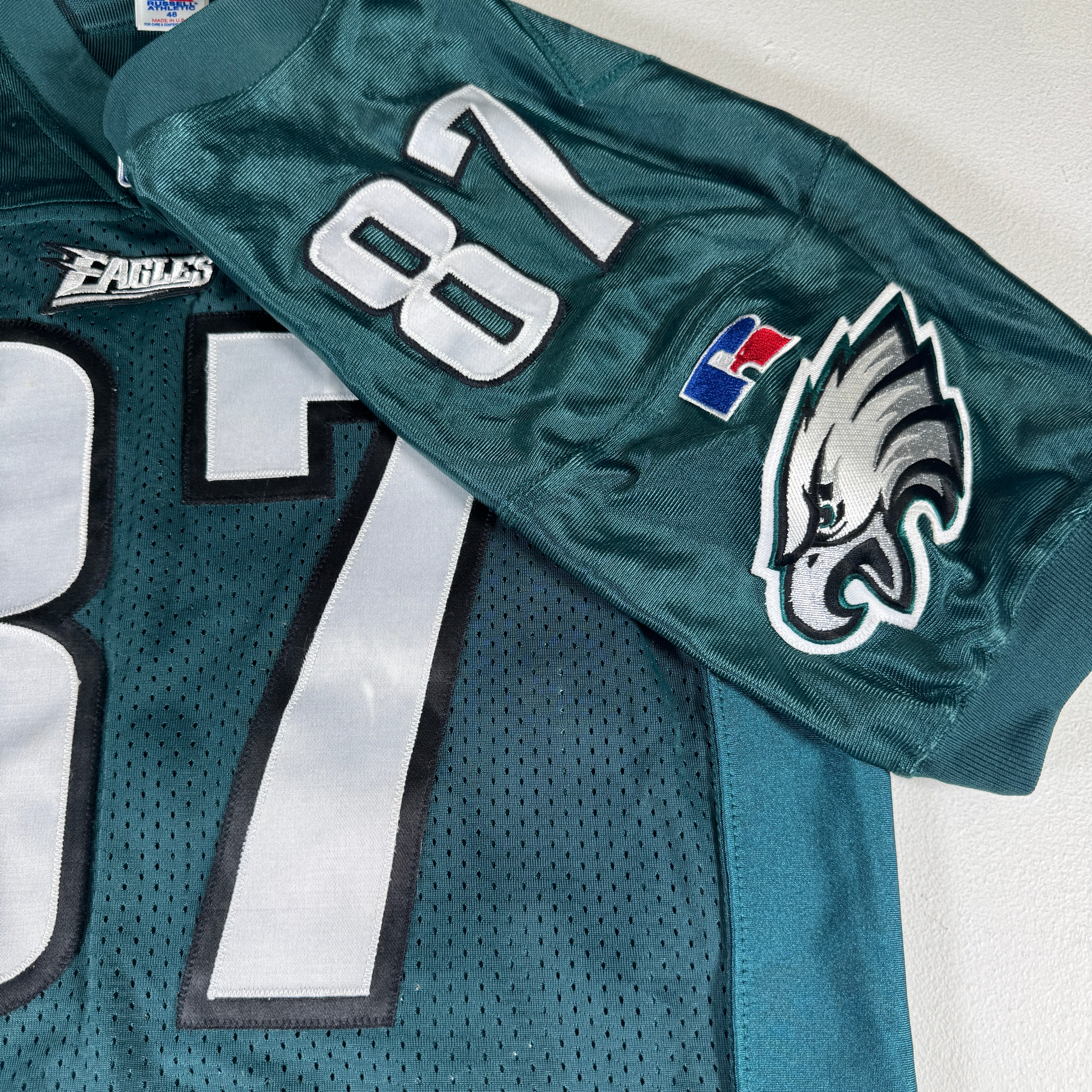 Jason Dunn 1990s Game Worn Used Issued Philadelphia Eagles Jersey GA 