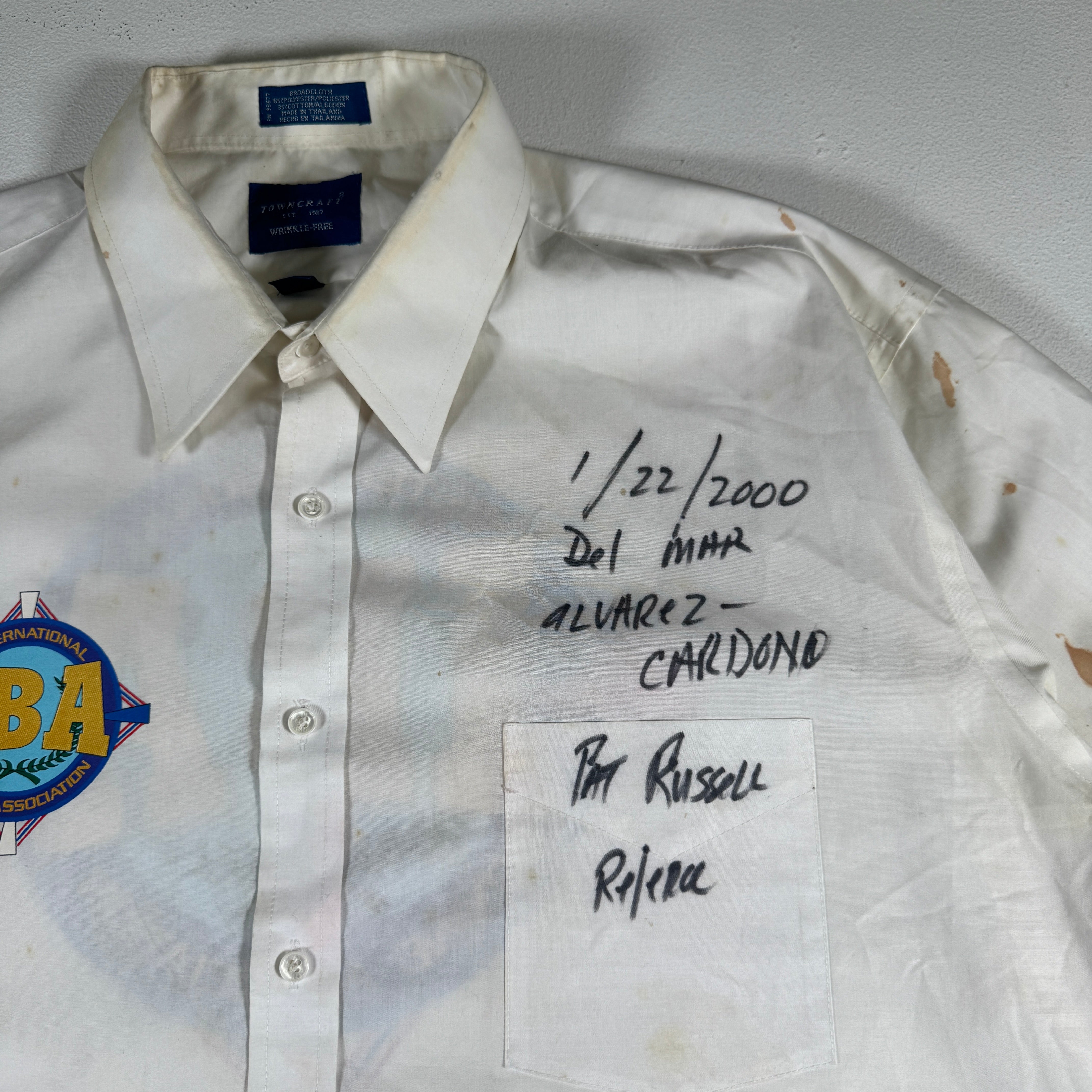 Julio Alvarez vs Israel Cardona Boxing Referee Pat Russell Ring Worn Used Shirt AMCo LOA