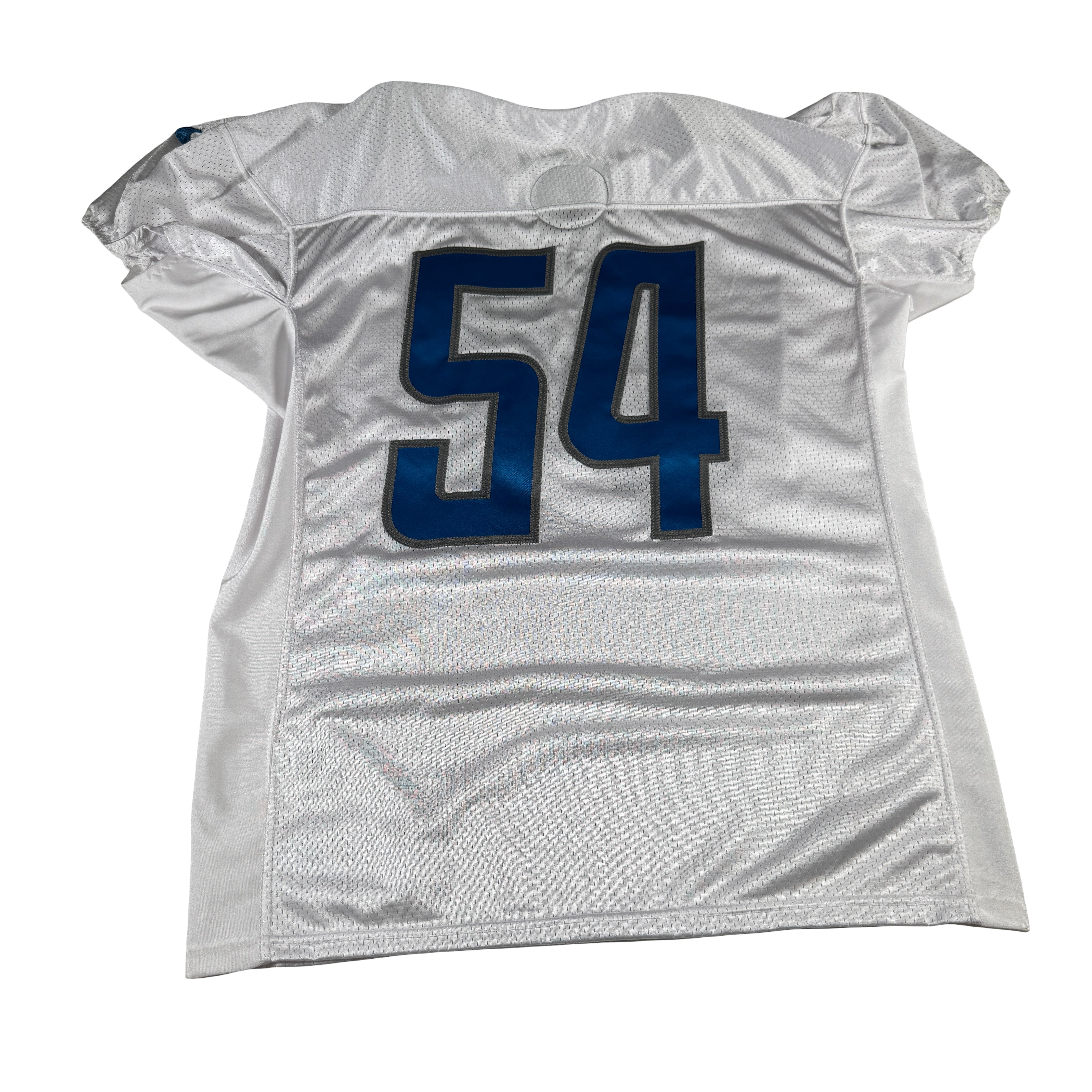 Detroit Lions #54 2024 Era White Game Worn Used Nike Practice Jersey GA 