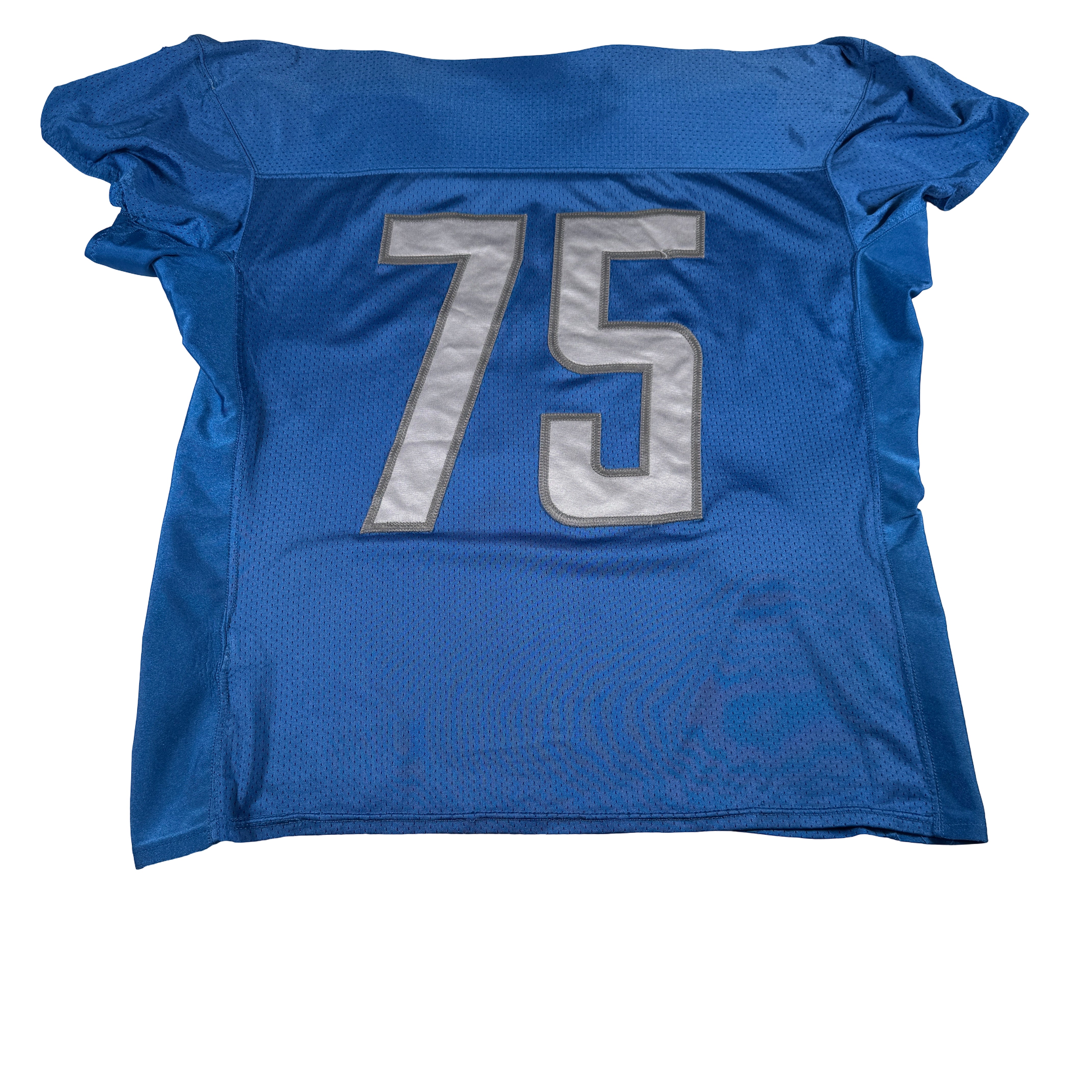 Detroit Lions #75 2024 Era White Game Worn Used Nike Practice Jersey GA 