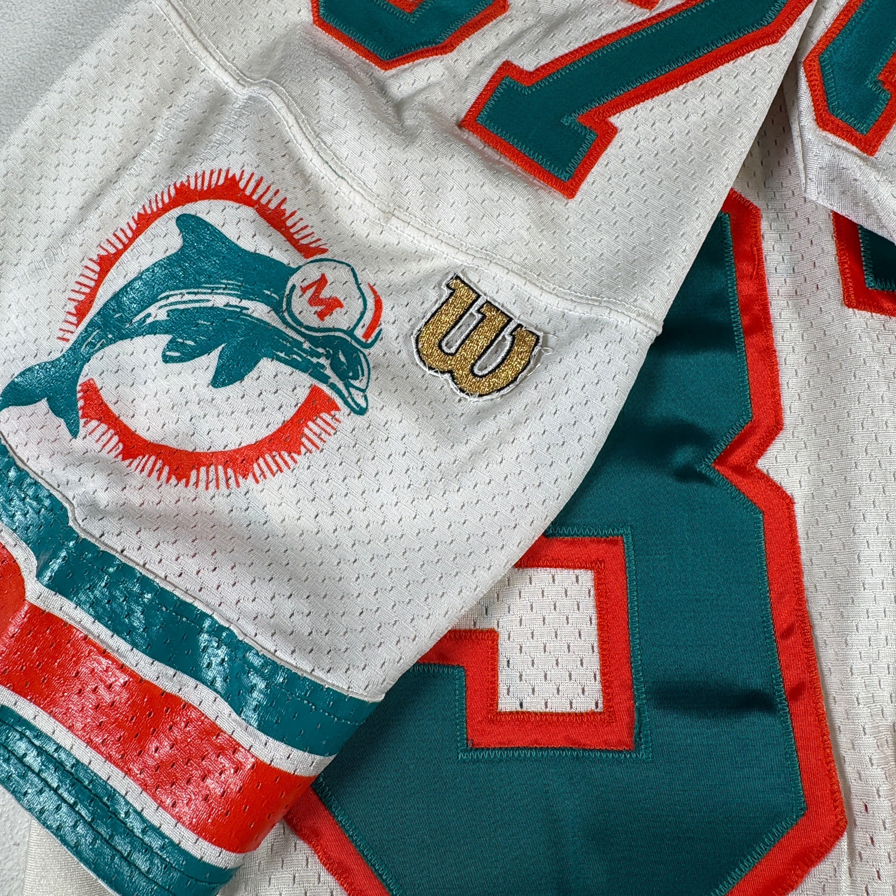JB Brown 1990s Miami Dolphins Game Worn Used Bike Wilson Jersey Jersey GA 