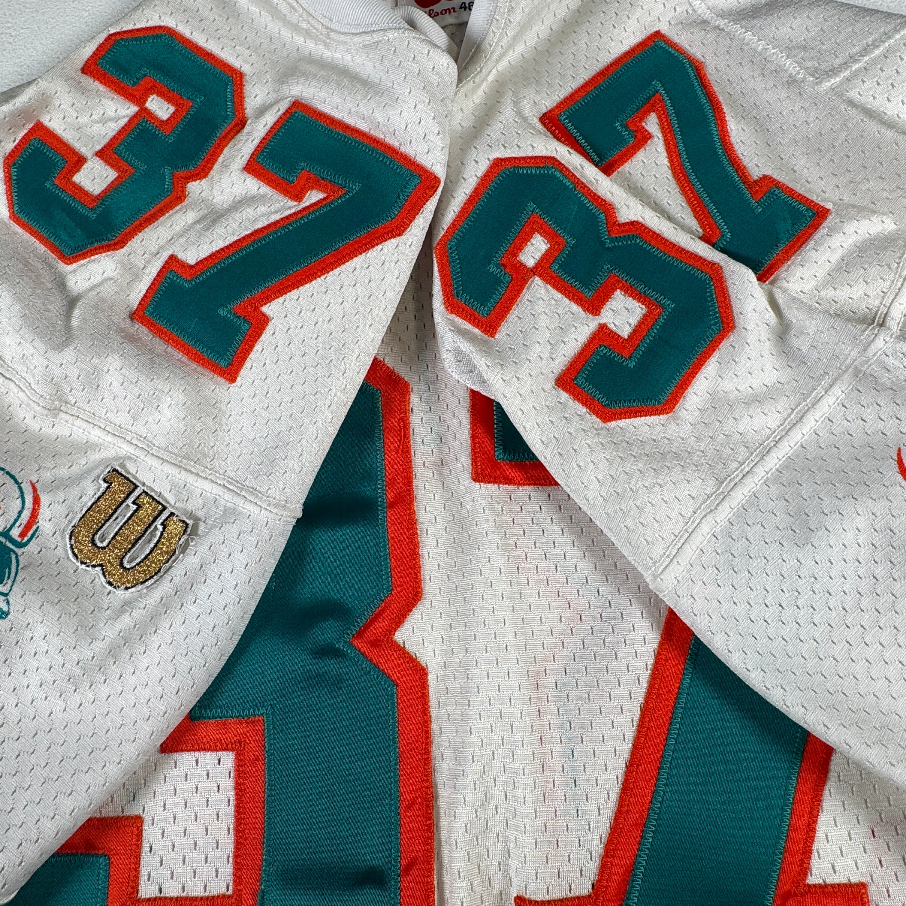 JB Brown 1990s Miami Dolphins Game Worn Used Bike Wilson Jersey Jersey GA 