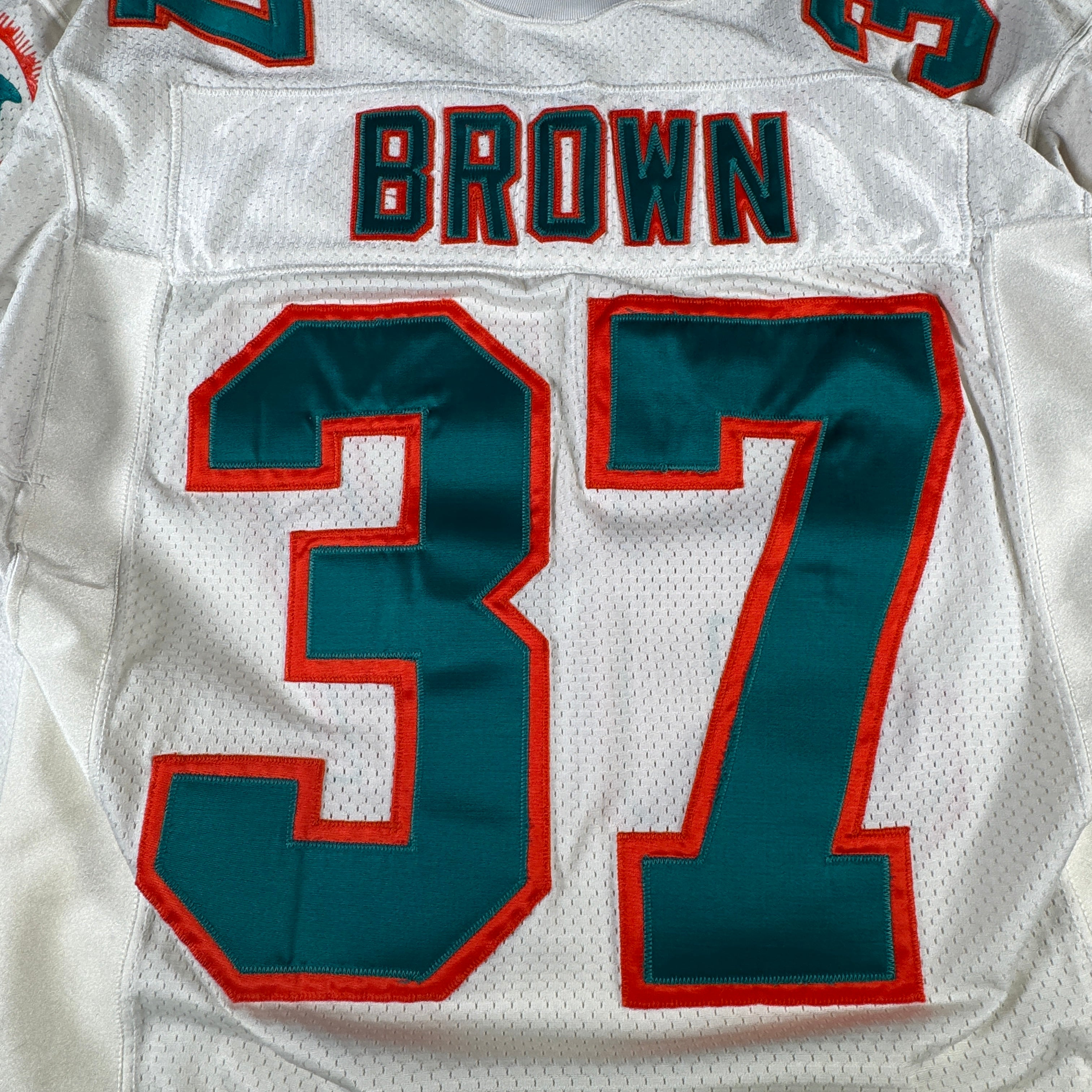 JB Brown 1990s Miami Dolphins Game Worn Used Bike Wilson Jersey Jersey GA 