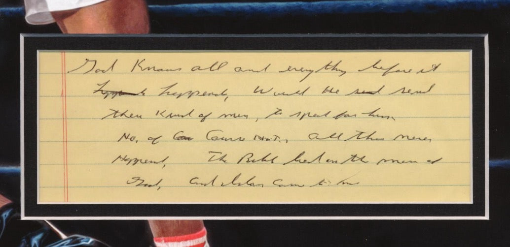 Muhammad Ali Matted Handwritten Autograph Bible Passage Display AMCo COA