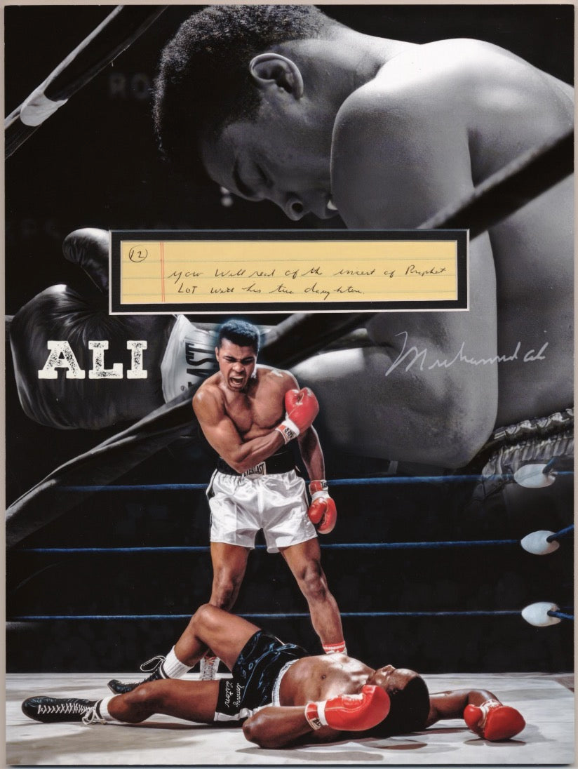 Muhammad Ali Matted Handwritten Autograph Bible Passage Display AMCo COA