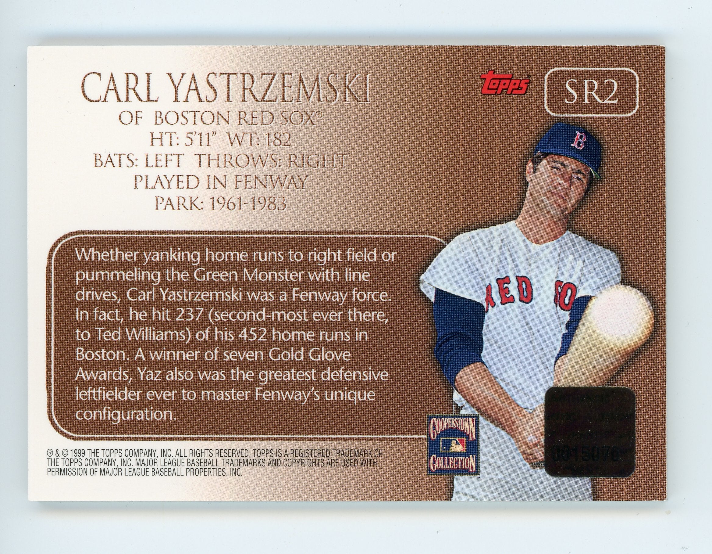 Carl Yastrzemski 1999 Topps Fenway Park Stadium Relics Auto SR2 Boston Red Sox   