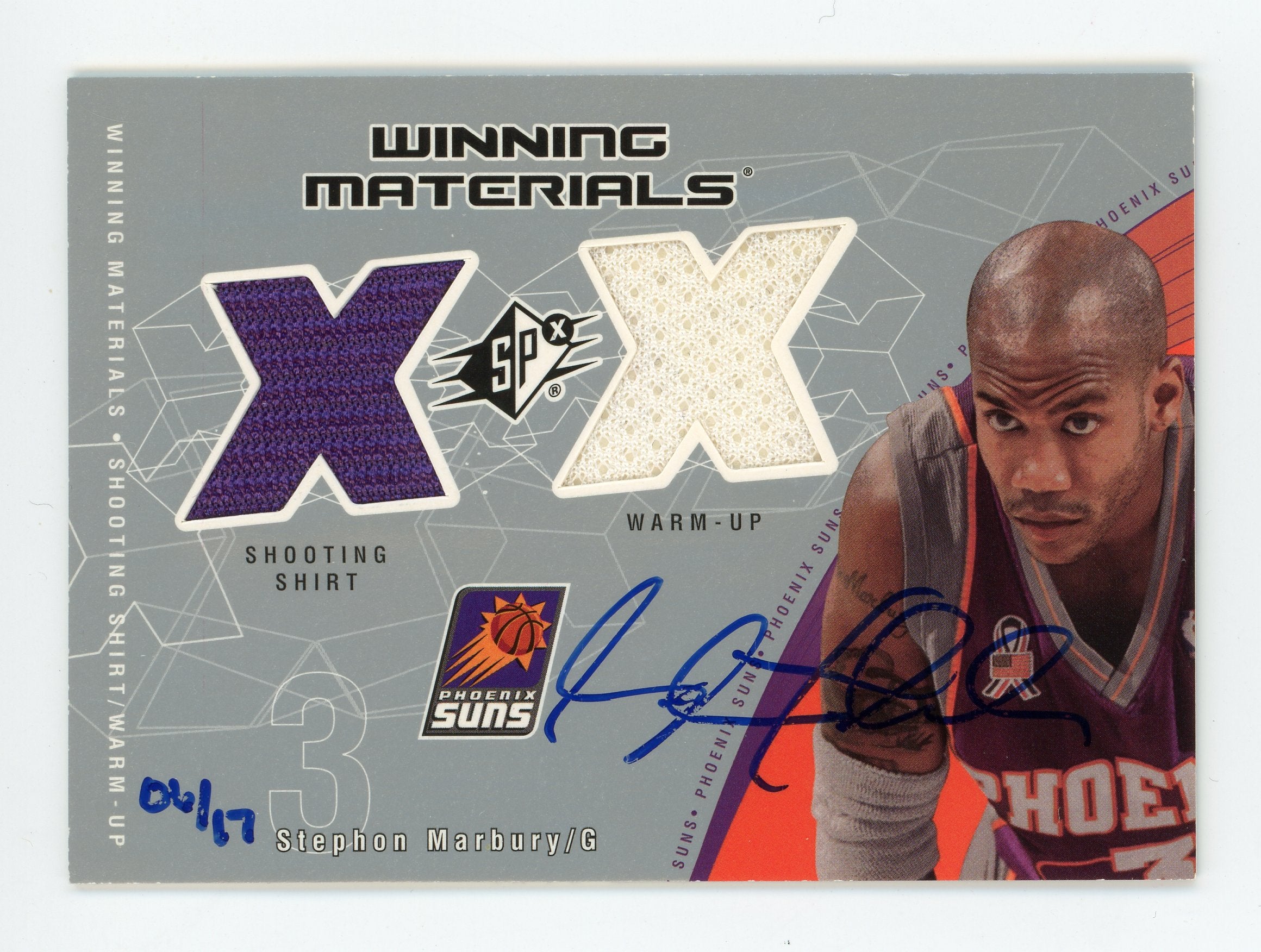 Stephon Marbury 2002-03 UD SPx Winning Materials Buyback Auto SM-W /17   