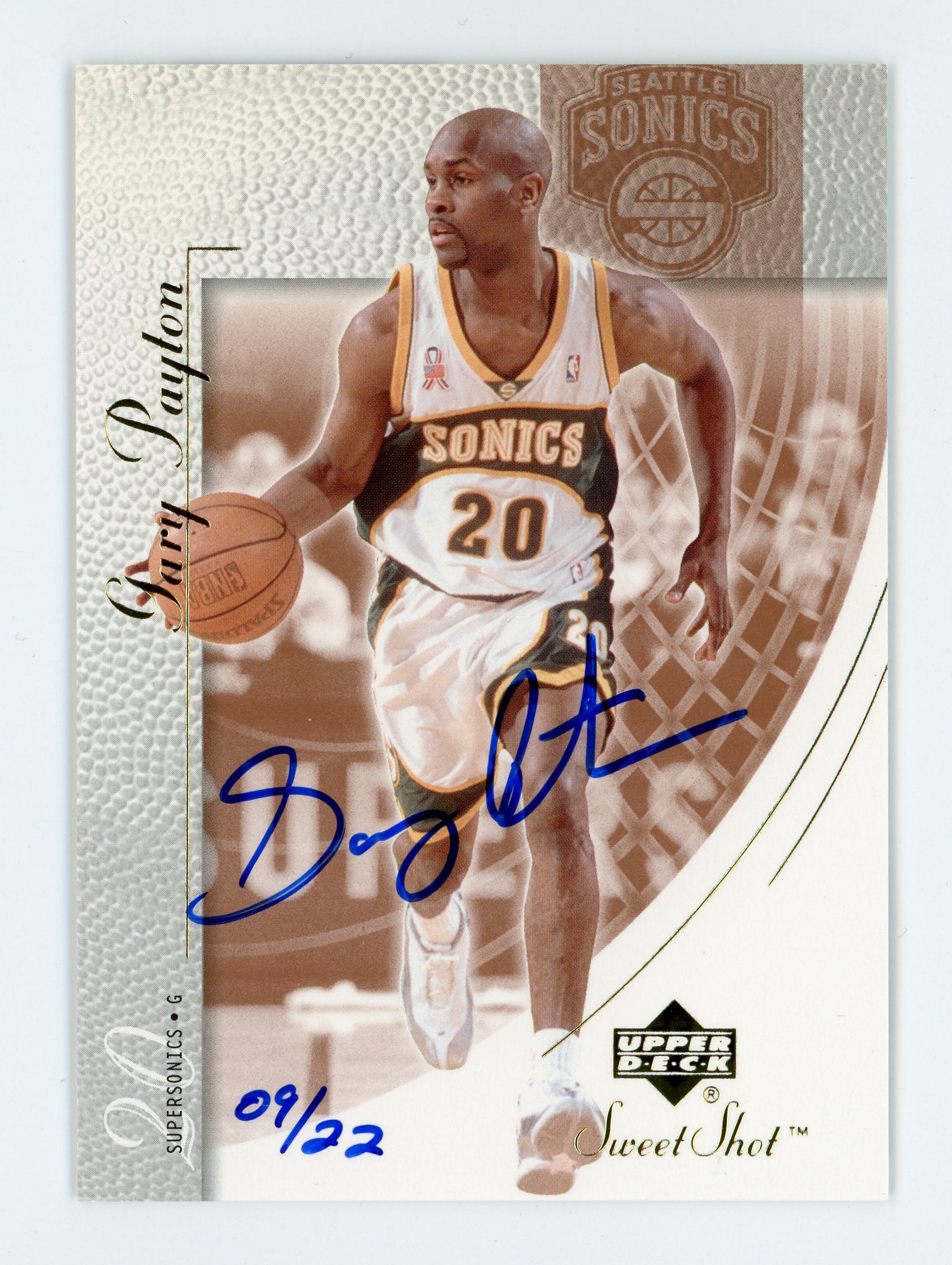 Gary Payton 2002-03 UD Sweet Shot Buyback Auto #78 /22 Sonics   