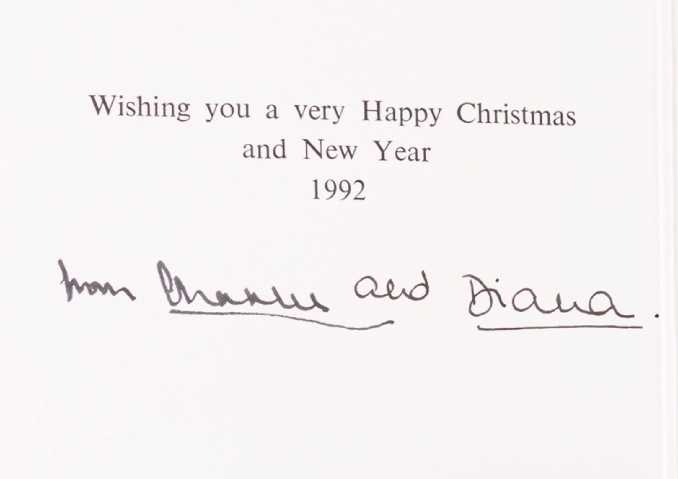 Princess Diana & King Charles Autopen Autographed Signed 1992 Christmas Card AMCo COA
