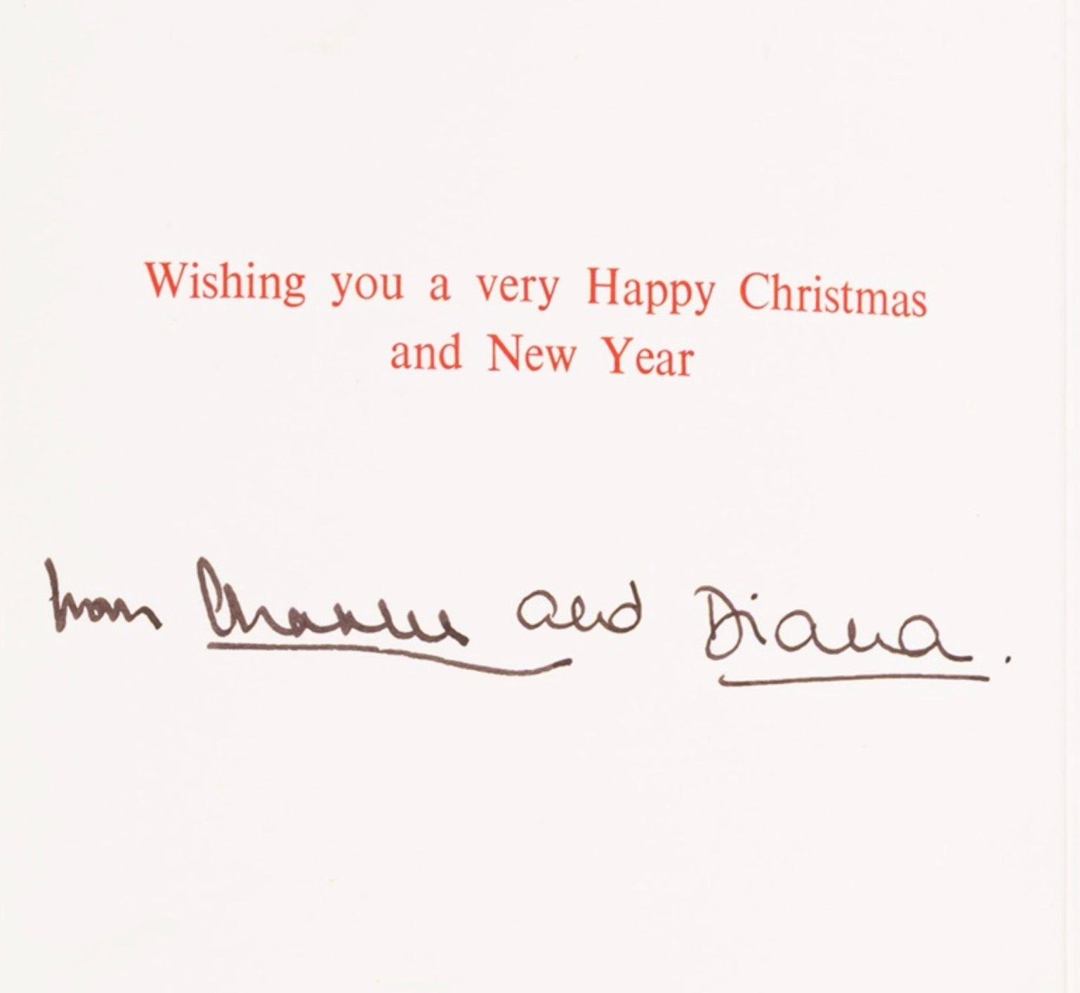 Princess Diana & King Charles Autopen Autographed Signed 1988 Christmas Card AMCo COA