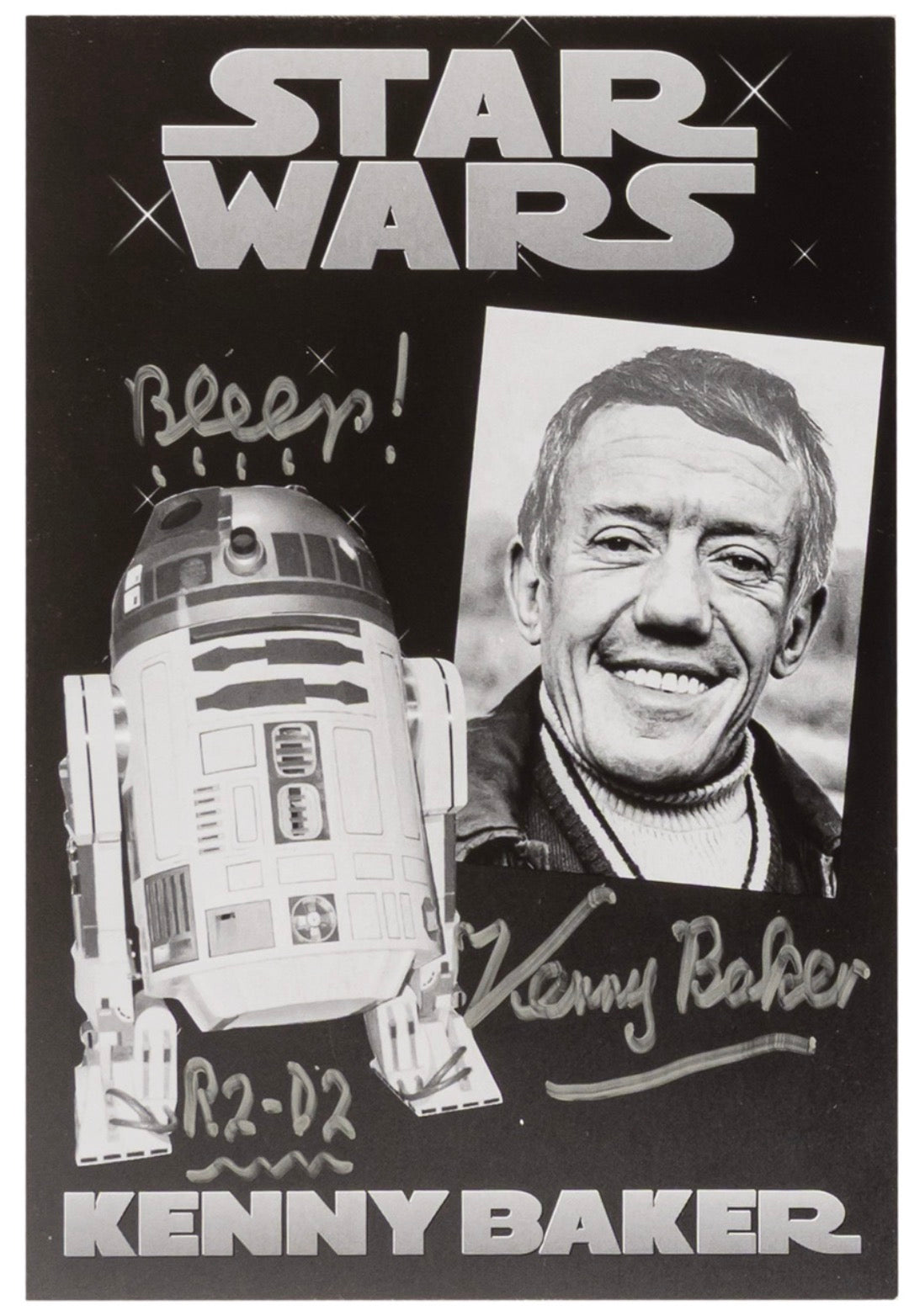 Kenny Baker Star Wars R2-D2 Autographed Signed Postcard Photo AMCo COA