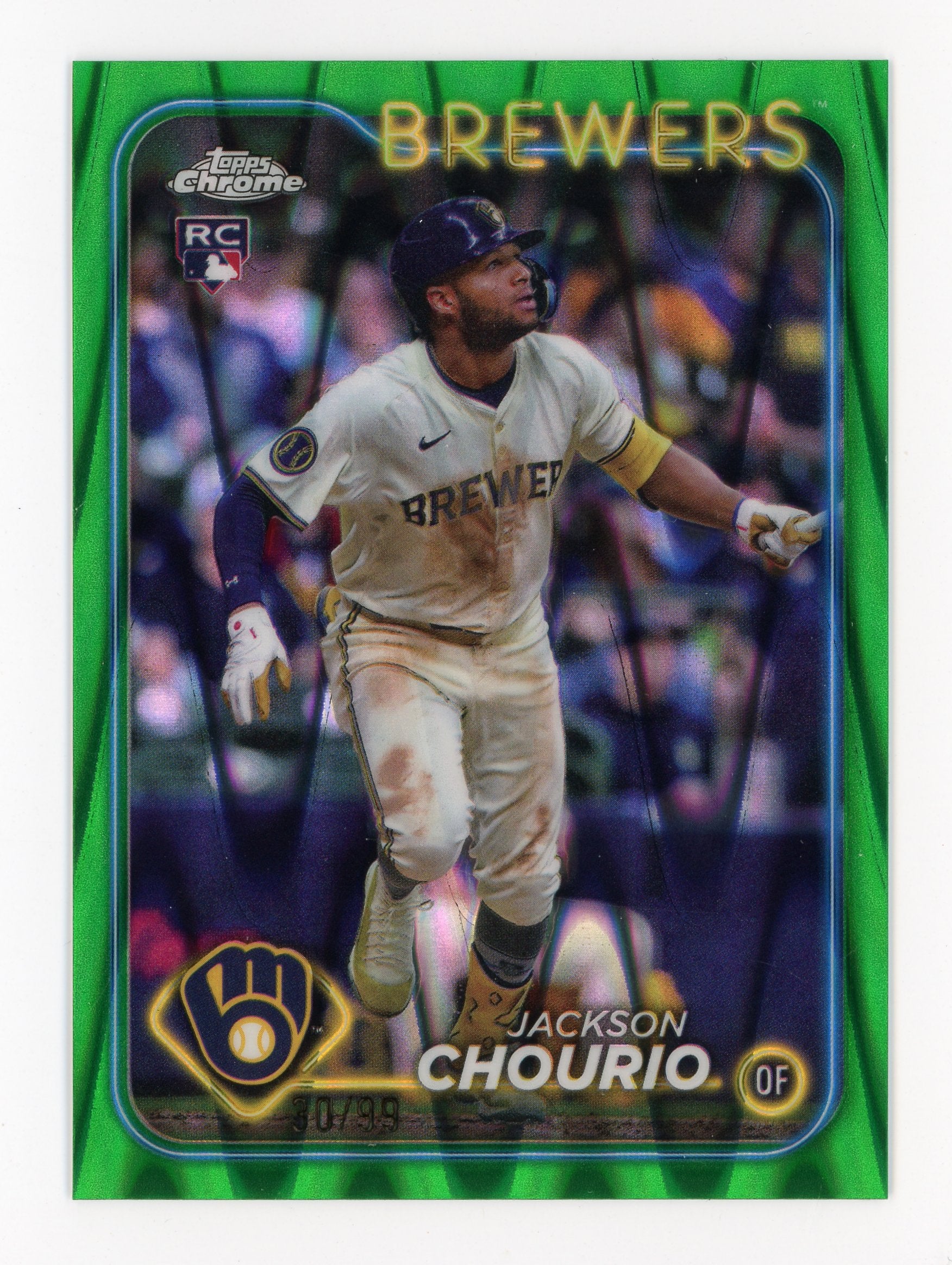Jackson Chourio 2024 Topps Chrome Update #USC18 Rookie RC Green Wayrave /99   