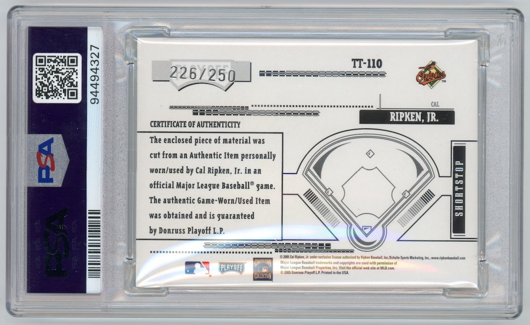 Cal Ripken Jr 2005 Donruss Playoff Tools Of The Trade Jumbo #TT110 /250  PSA 8